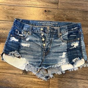 Patchwork Hi Rise Jean Shorts